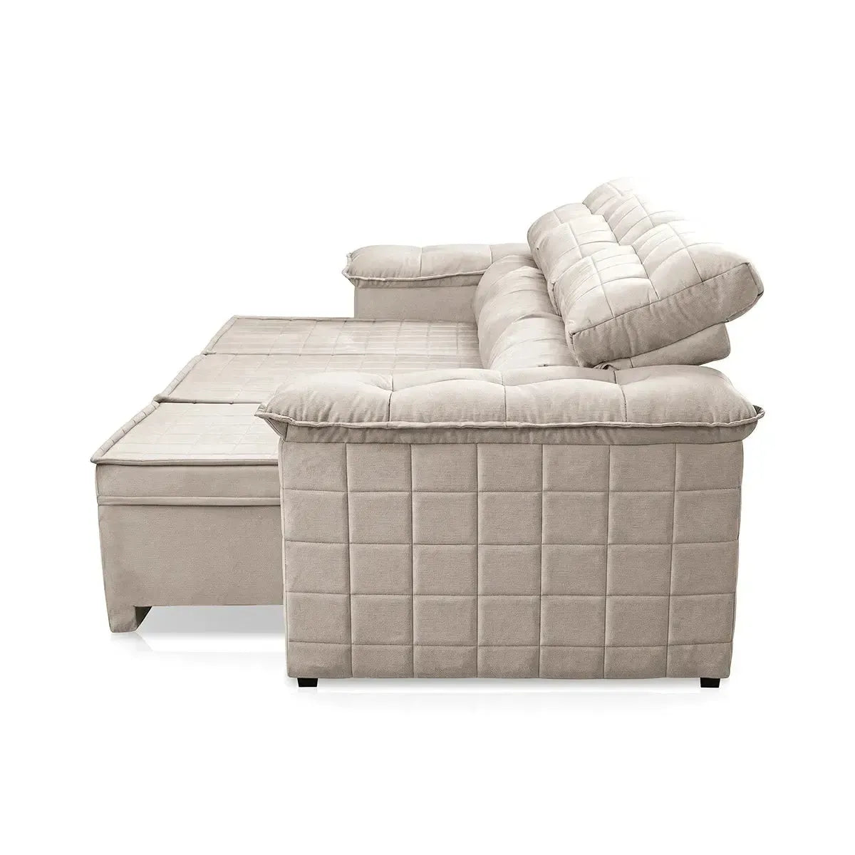 Sofá Retrátil Reclinável 4 lugares com molas 2,30m Quantum Suede Velut Tabaco