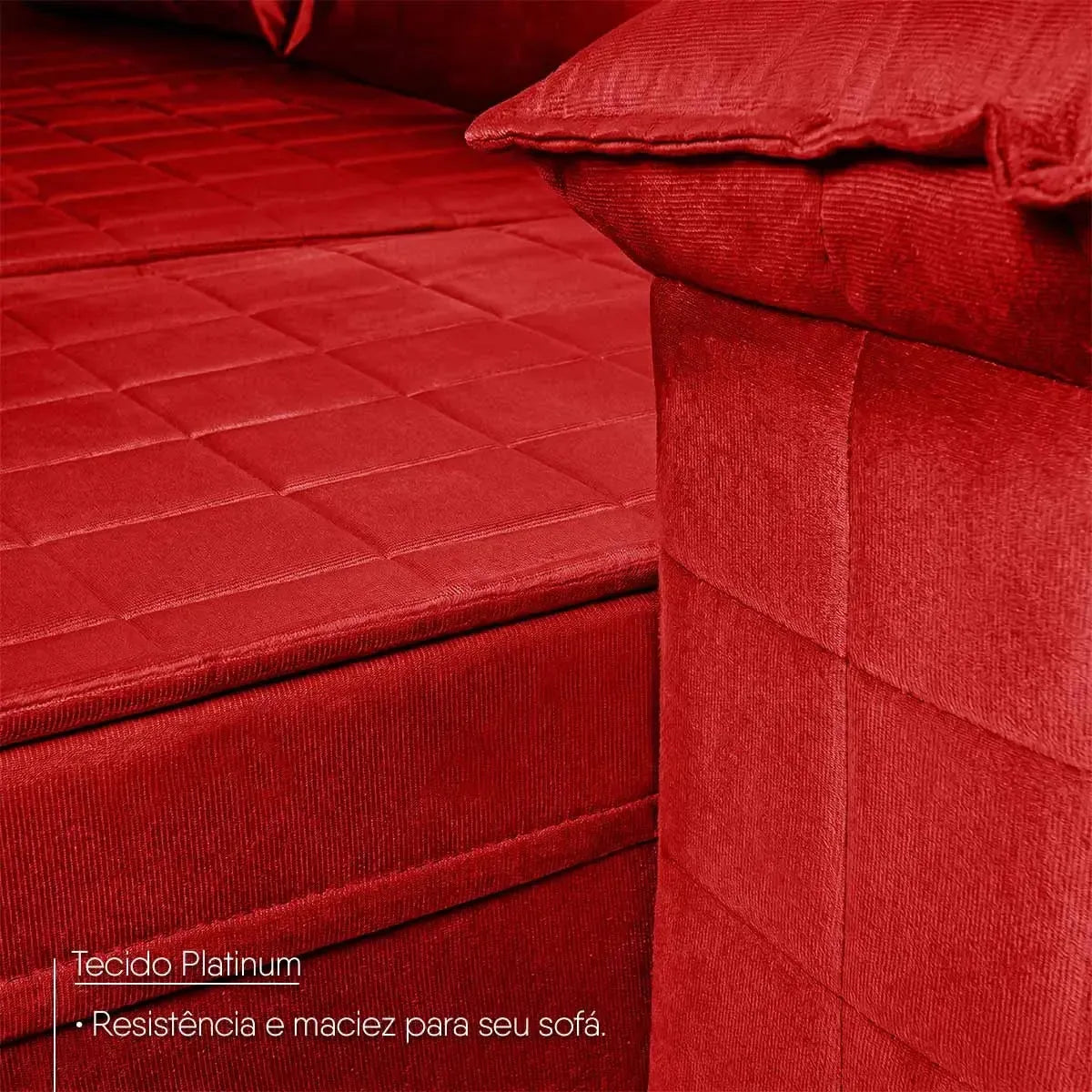 Sofá Retrátil Reclinável 4 lugares com molas 2,30m Quantum Suede Velut Vermelho