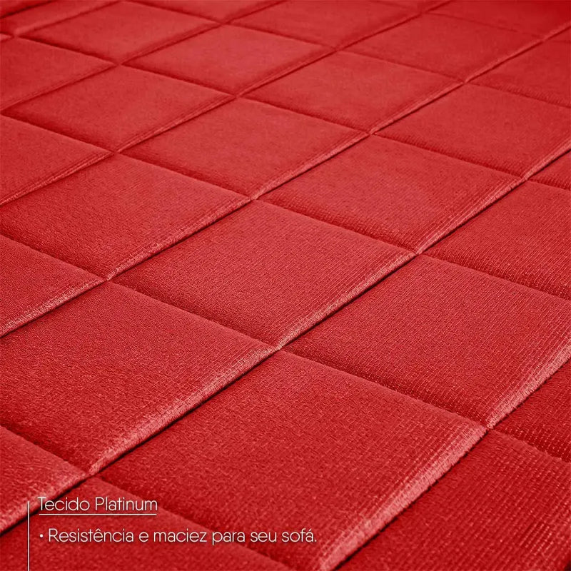 Sofá Retrátil Reclinável 4 lugares com molas 2,30m Quantum Suede Velut Vermelho