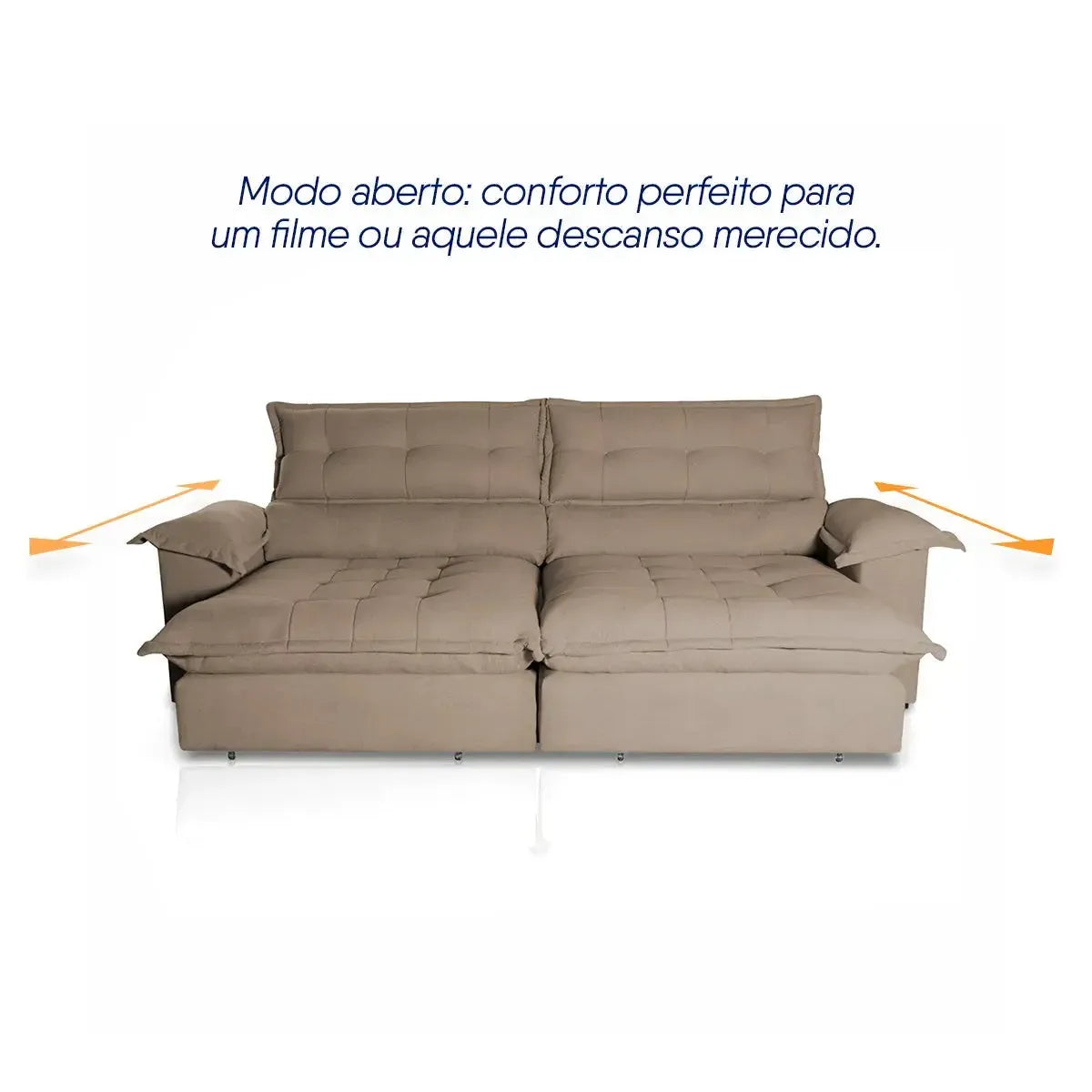 Sofá Retrátil Reclinável Aconchego 2,30m Bouclê Marrom