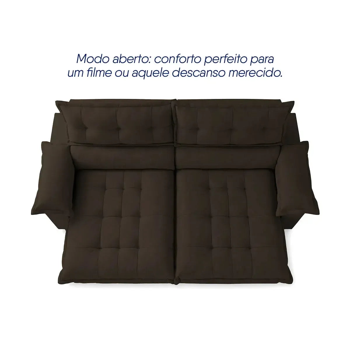 Sofá Retrátil Reclinável Aconchego 2,70m Bouclê Cafe