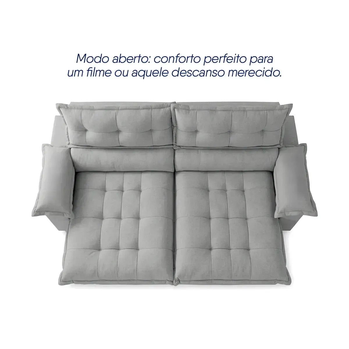 Sofá Retrátil Reclinável Aconchego 2,70m Bouclê Cinza