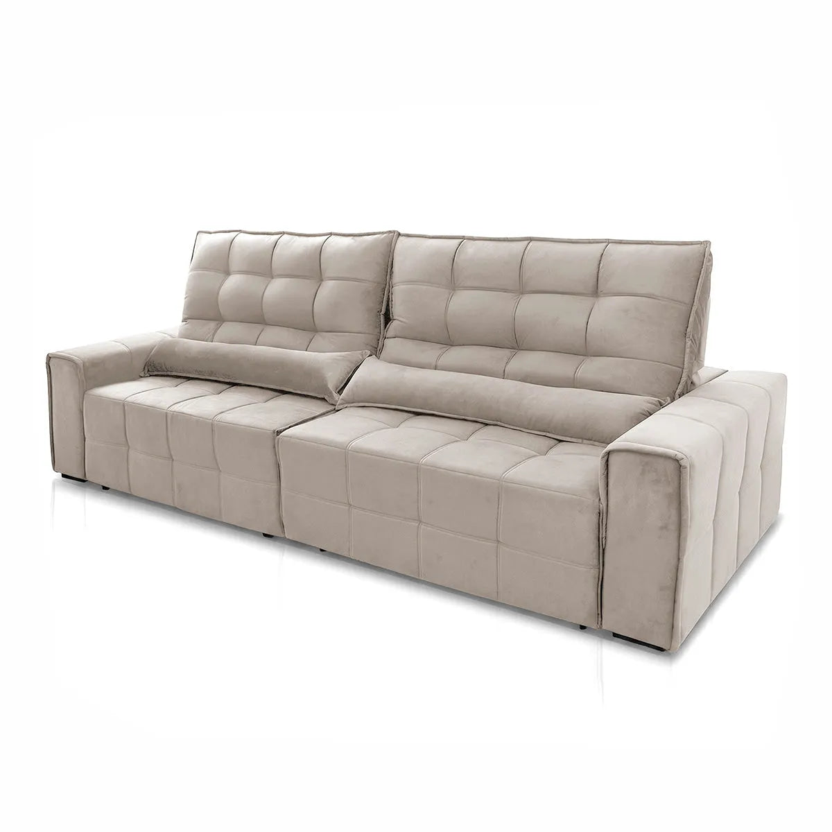 Sofá Retrátil Reclinável Alaska 2,30m Suede Velut Tabaco Molas no Assento