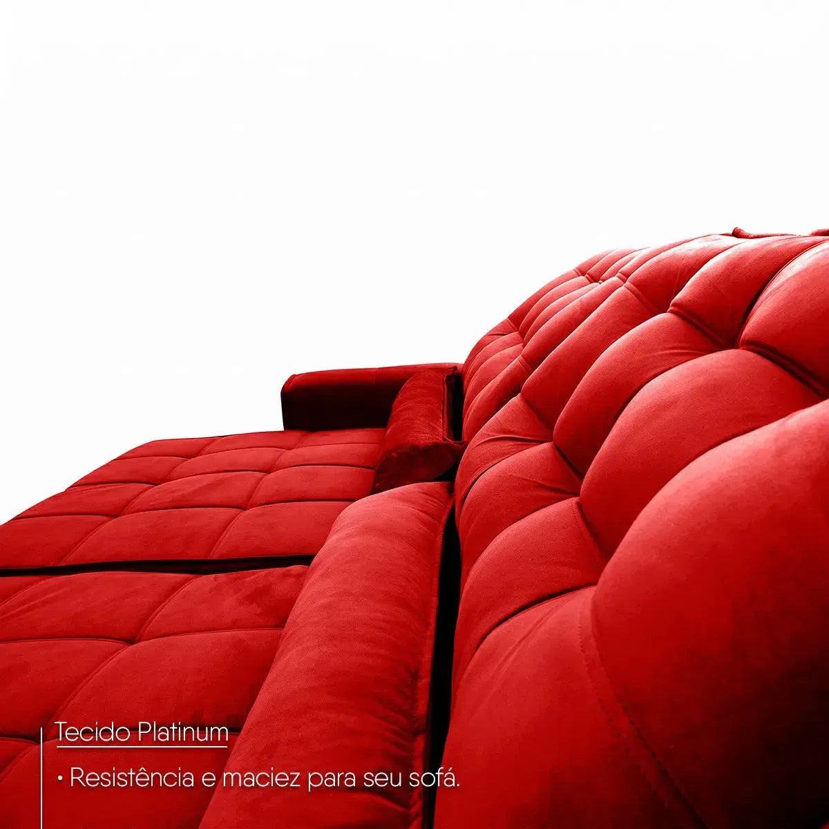 Sofá retrátil reclinável Alaska vermelho em suede velut com molas e tecido Platinum.