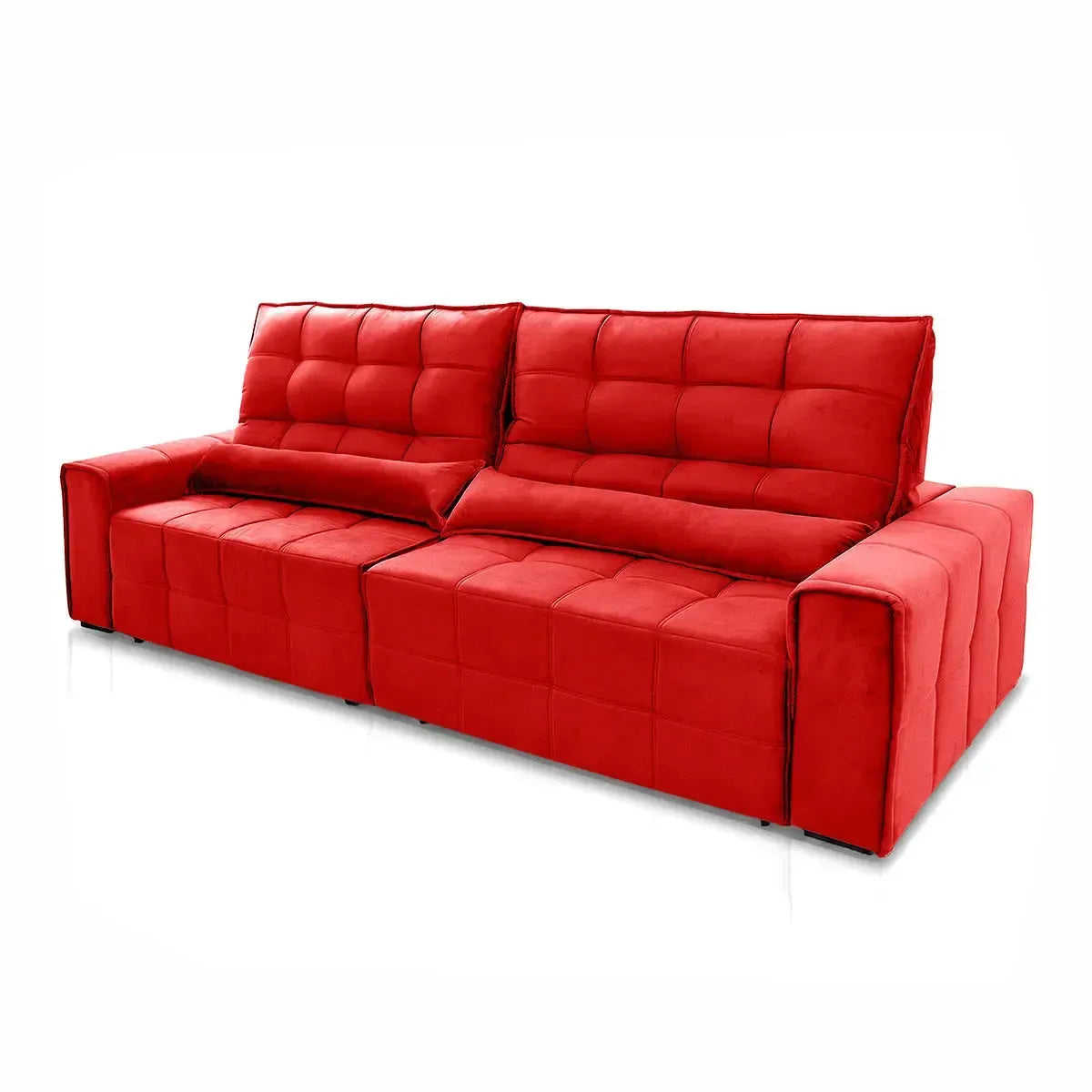 Sofá Retrátil Reclinável Alaska 2,50m Suede Velut Vermelho Molas no Assento
