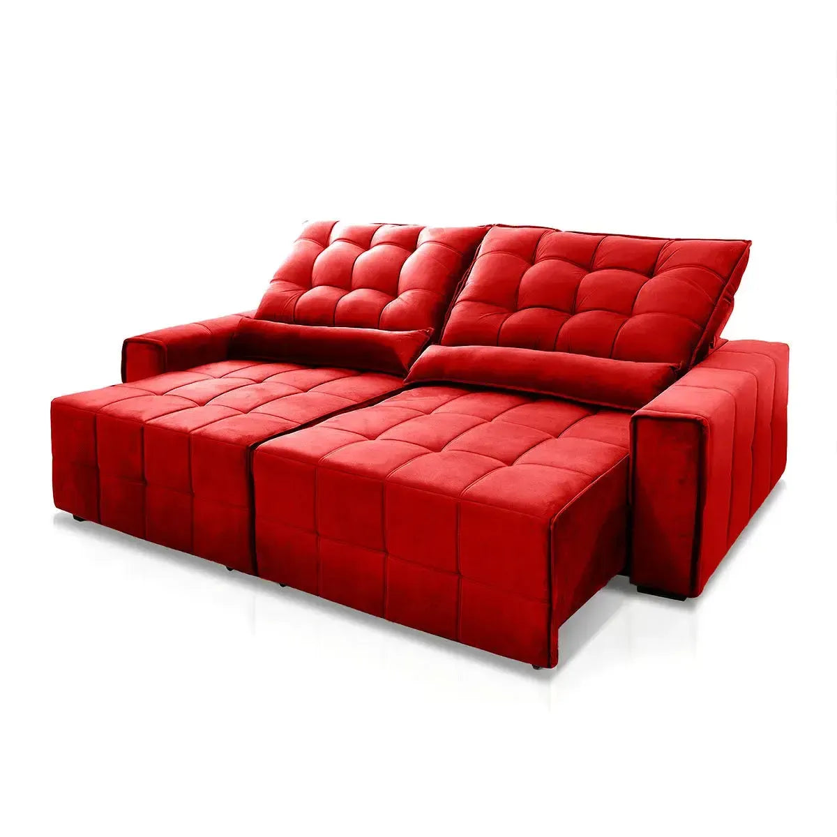 Sofá Retrátil Reclinável Alaska 2,50m Suede Velut Vermelho Molas no Assento