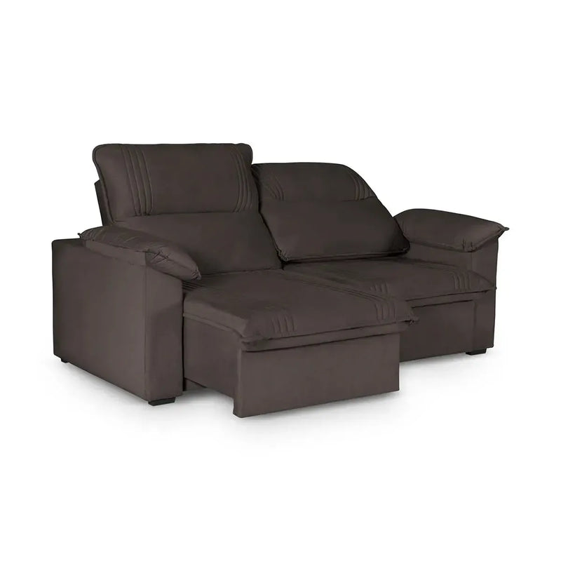 Sofá Retrátil Reclinável America 1,50m Suede Marrom