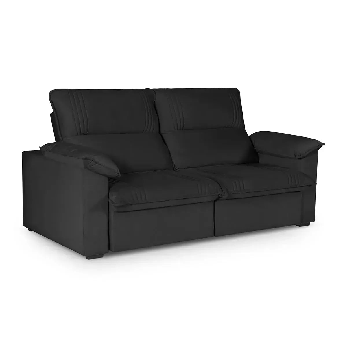 Sofá Retrátil Reclinável America 1,50m Suede Preto