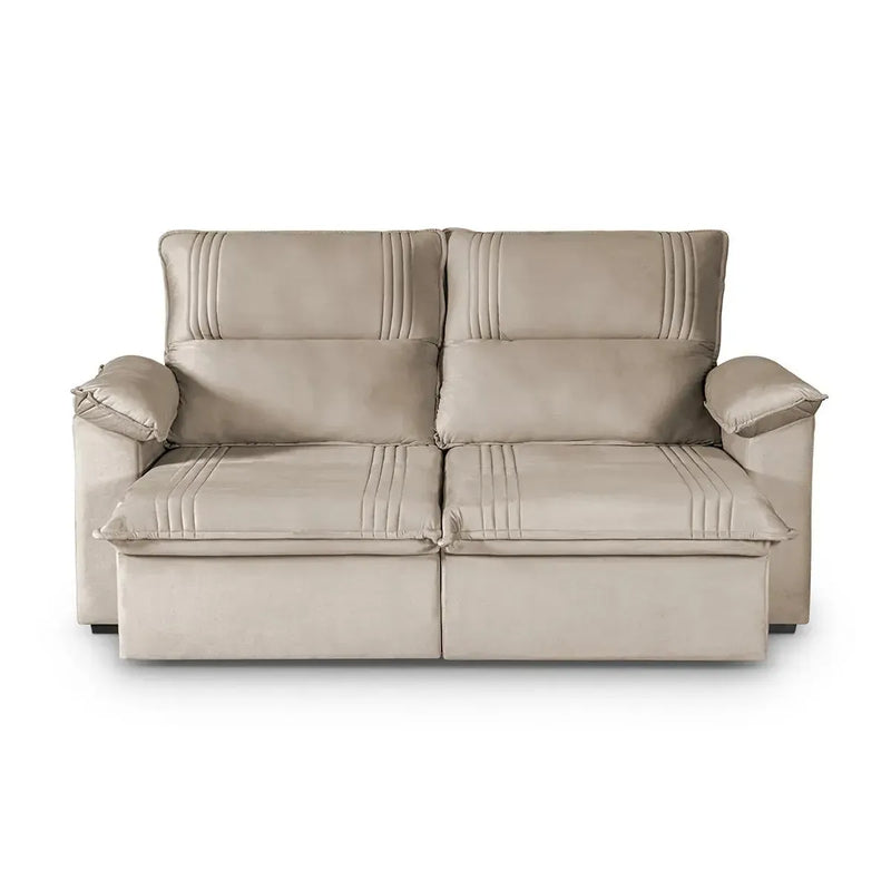 Sofá Retrátil Reclinável America 1,80m Suede Bege