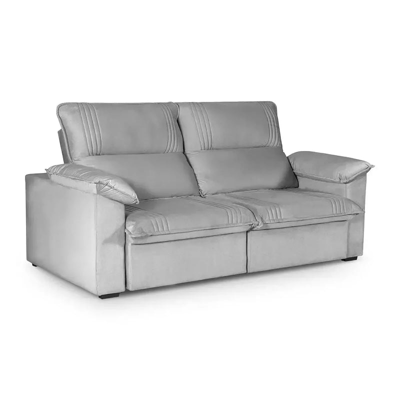 Sofá Retrátil Reclinável America 2,00m Suede Cinza