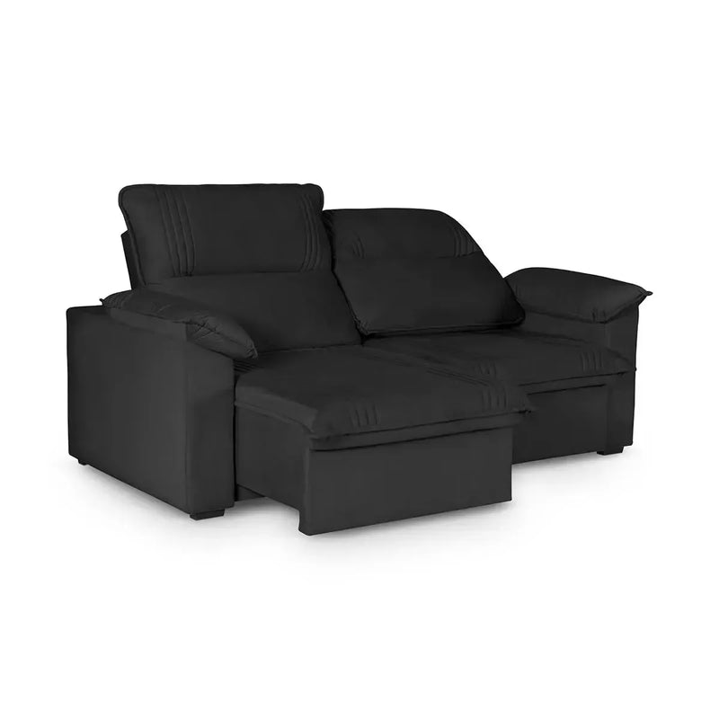 Sofá Retrátil Reclinável America 2,00m Suede Preto