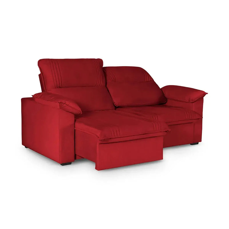 Sofá Retrátil Reclinável America 2,00m Suede Vermelho