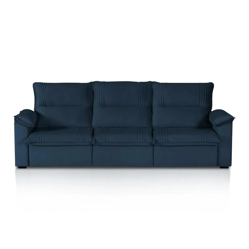 Sofá Retrátil Reclinável America 2,30m Suede Azul