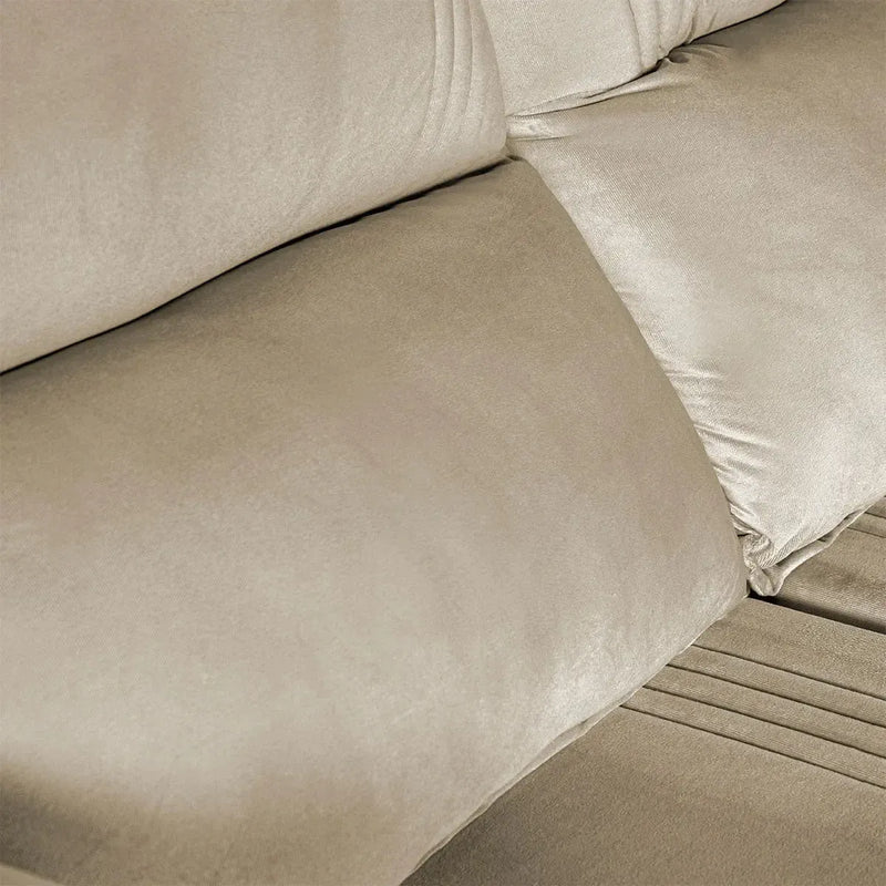 Sofá Retrátil Reclinável America 2,30m Suede Bege