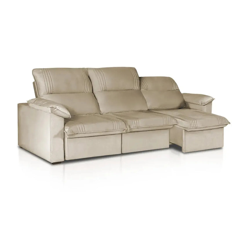 Sofá Retrátil Reclinável America 2,30m Suede Bege