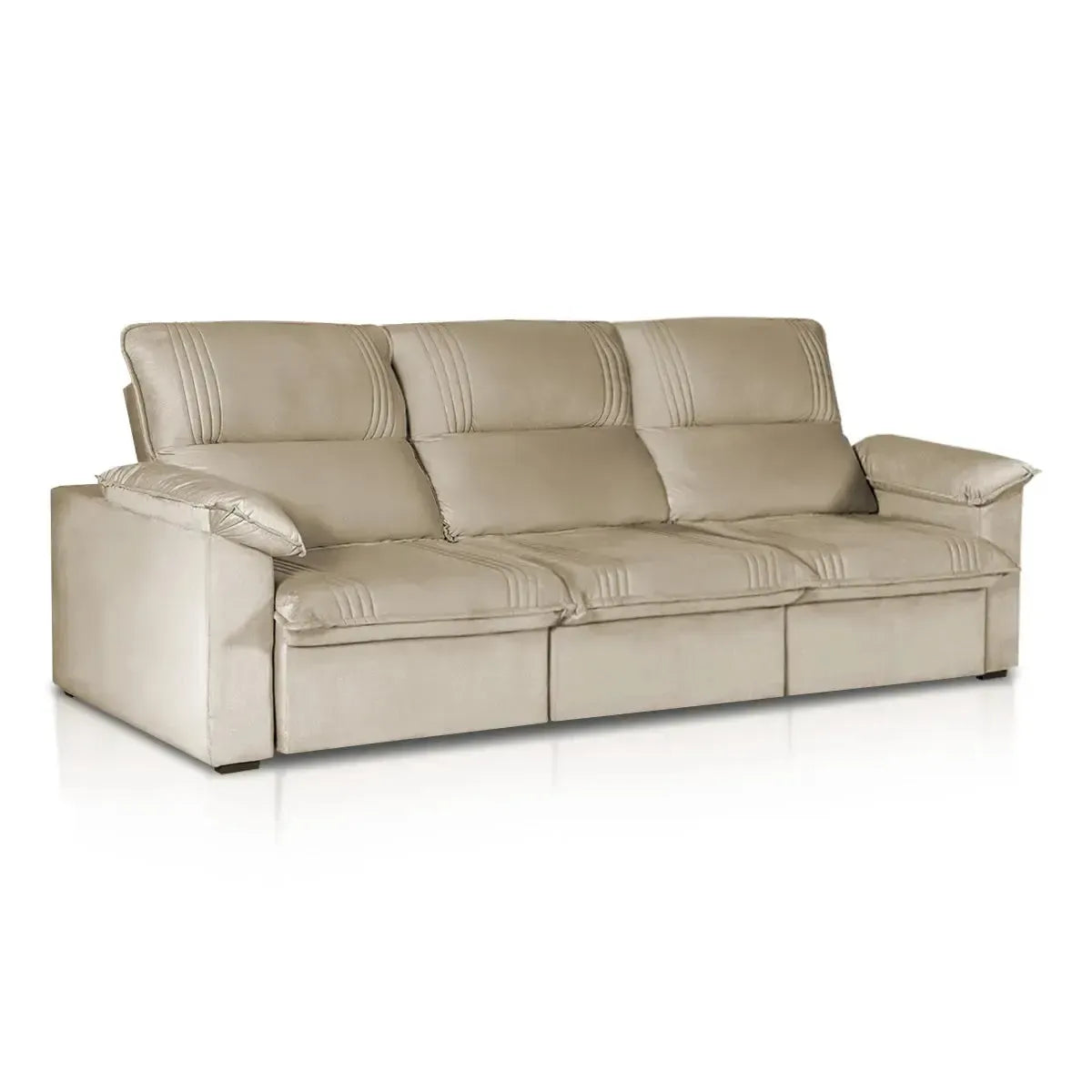 Sofá Retrátil Reclinável America 2,30m Suede Bege