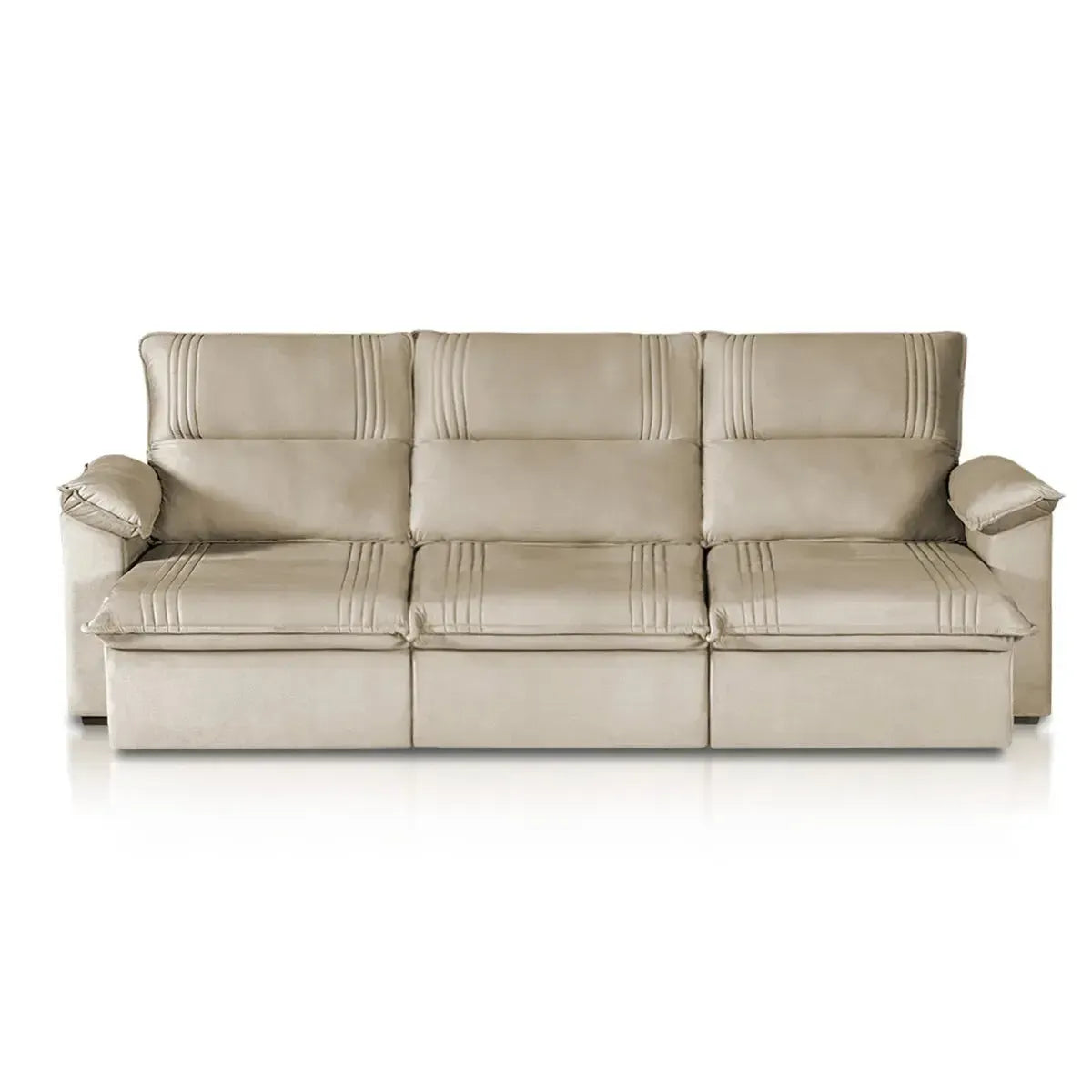 Sofá Retrátil Reclinável America 2,30m Suede Bege
