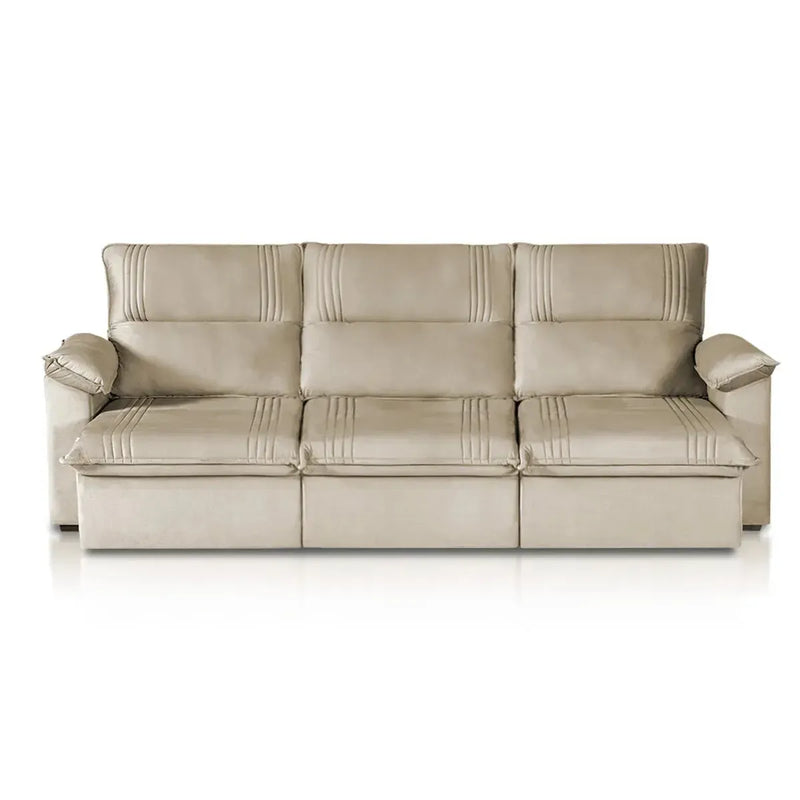 Sofá Retrátil Reclinável America 2,30m Suede Bege