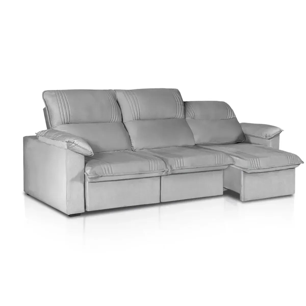 Sofá Retrátil Reclinável America 2,30m Suede Cinza