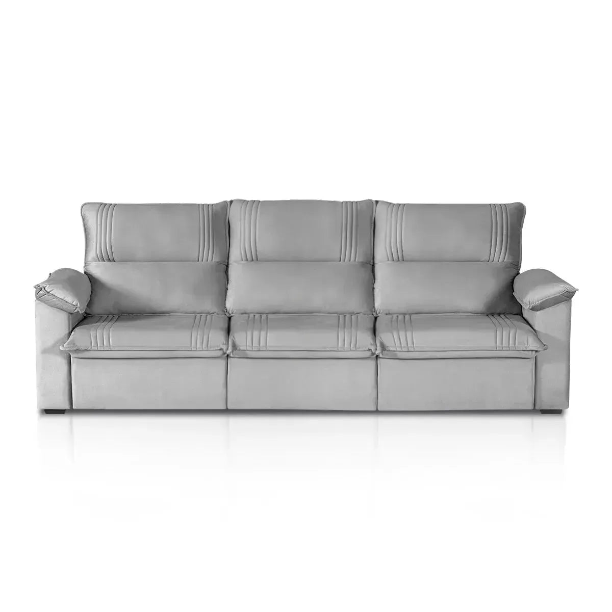 Sofá Retrátil Reclinável America 2,30m Suede Cinza