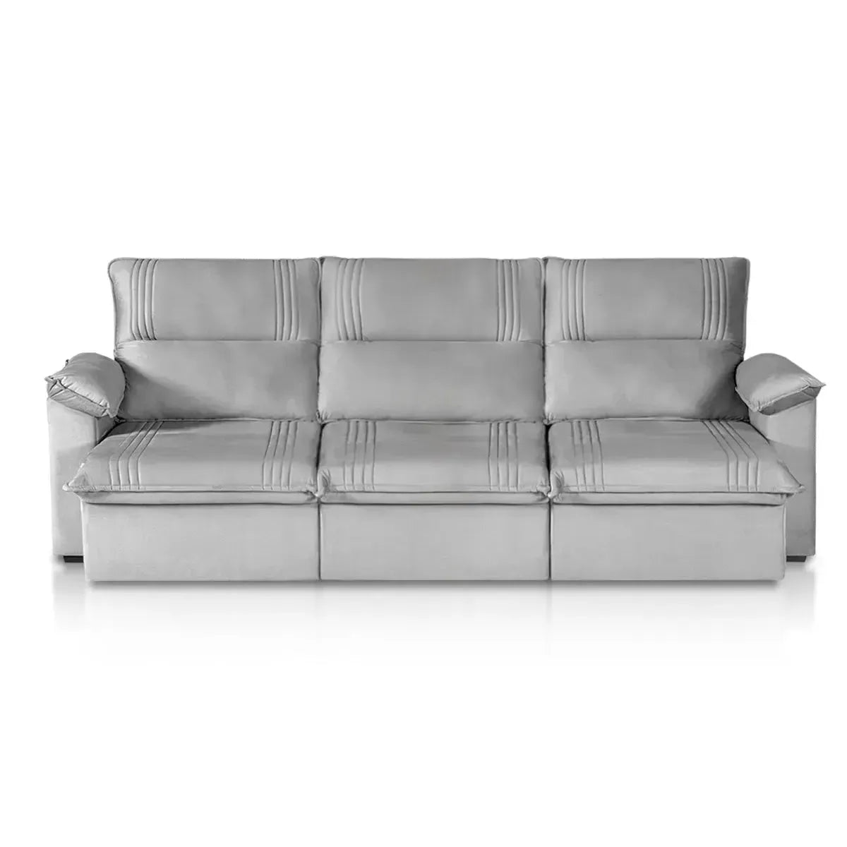 Sofá Retrátil Reclinável America 2,30m Suede Cinza