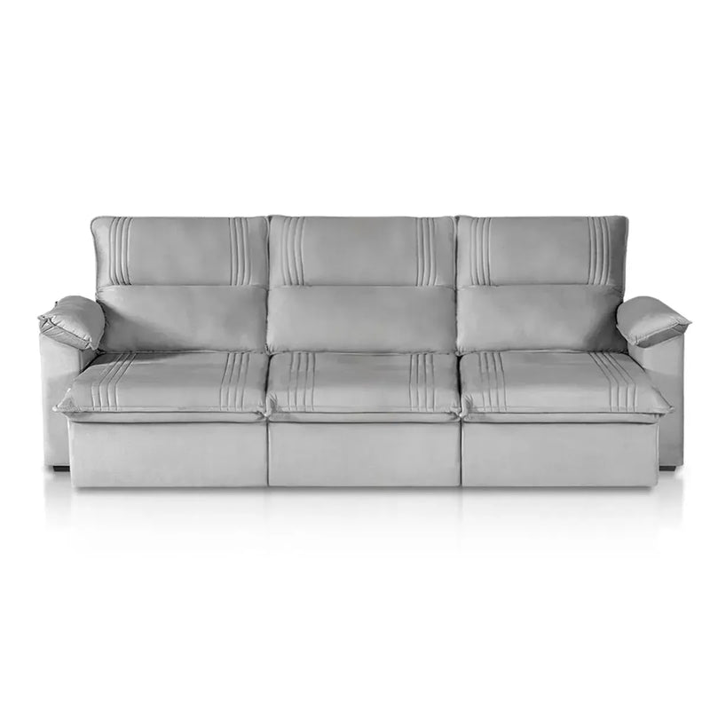 Sofá Retrátil Reclinável America 2,30m Suede Cinza