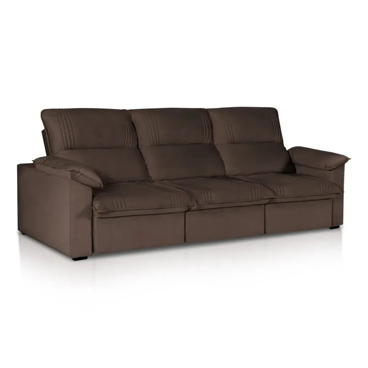 Sofá Retrátil Reclinável America 2,30m Suede Marrom