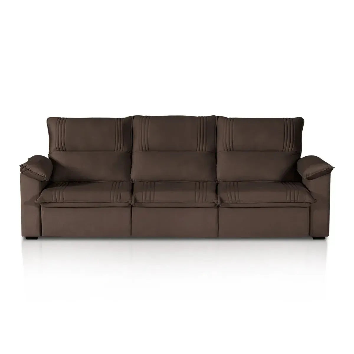 Sofá Retrátil Reclinável America 2,30m Suede Marrom