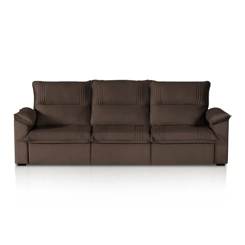 Sofá Retrátil Reclinável America 2,30m Suede Marrom