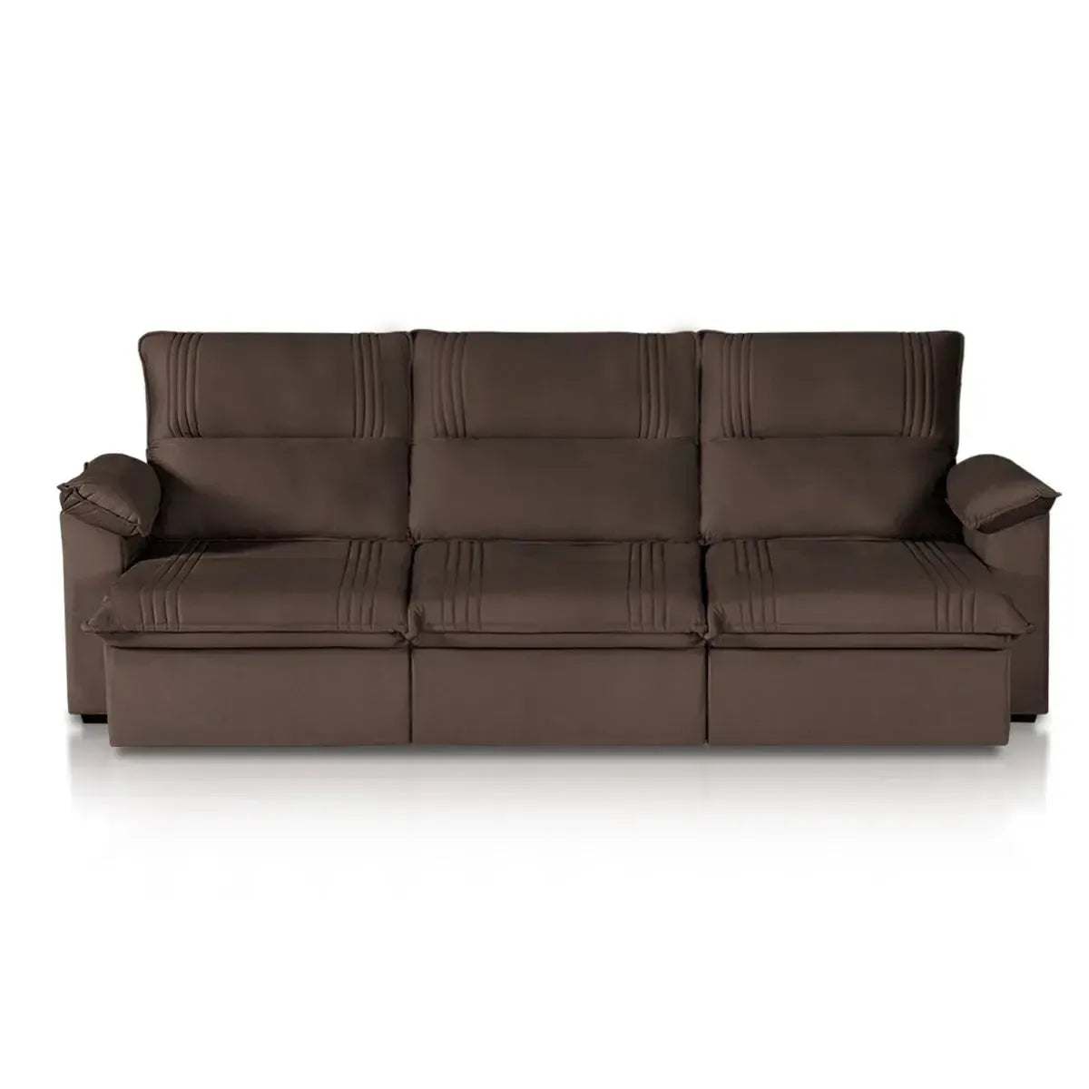 Sofá Retrátil Reclinável America 2,30m Suede Marrom
