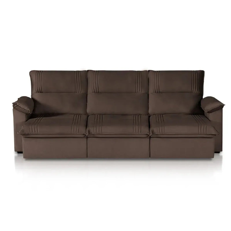 Sofá Retrátil Reclinável America 2,30m Suede Marrom