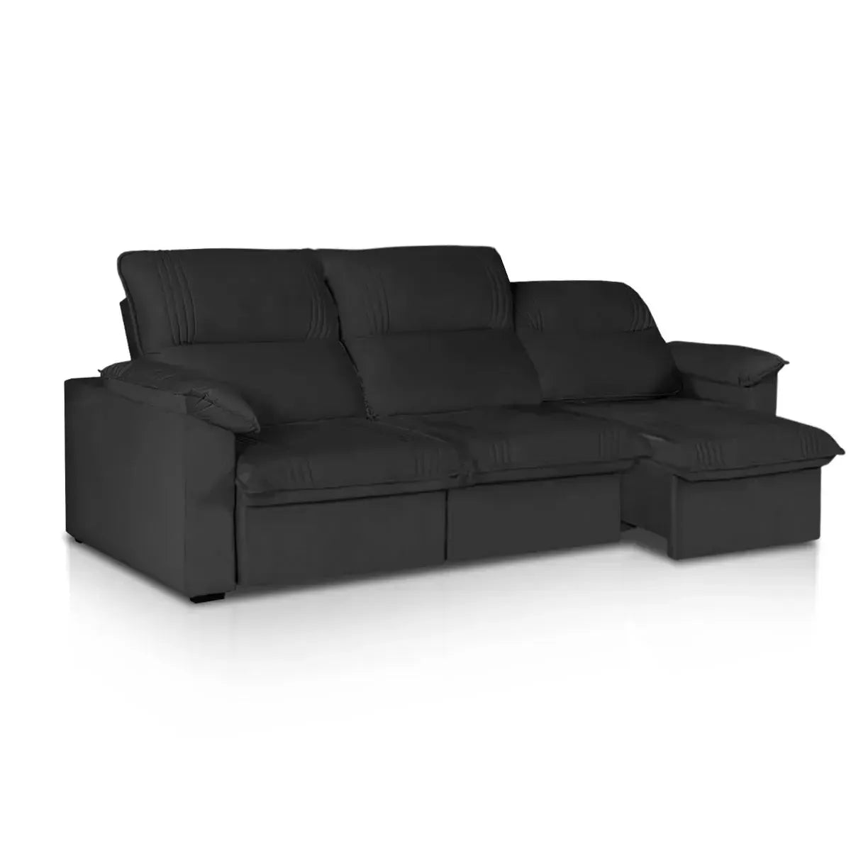 Sofá Retrátil Reclinável America 2,30m Suede Preto