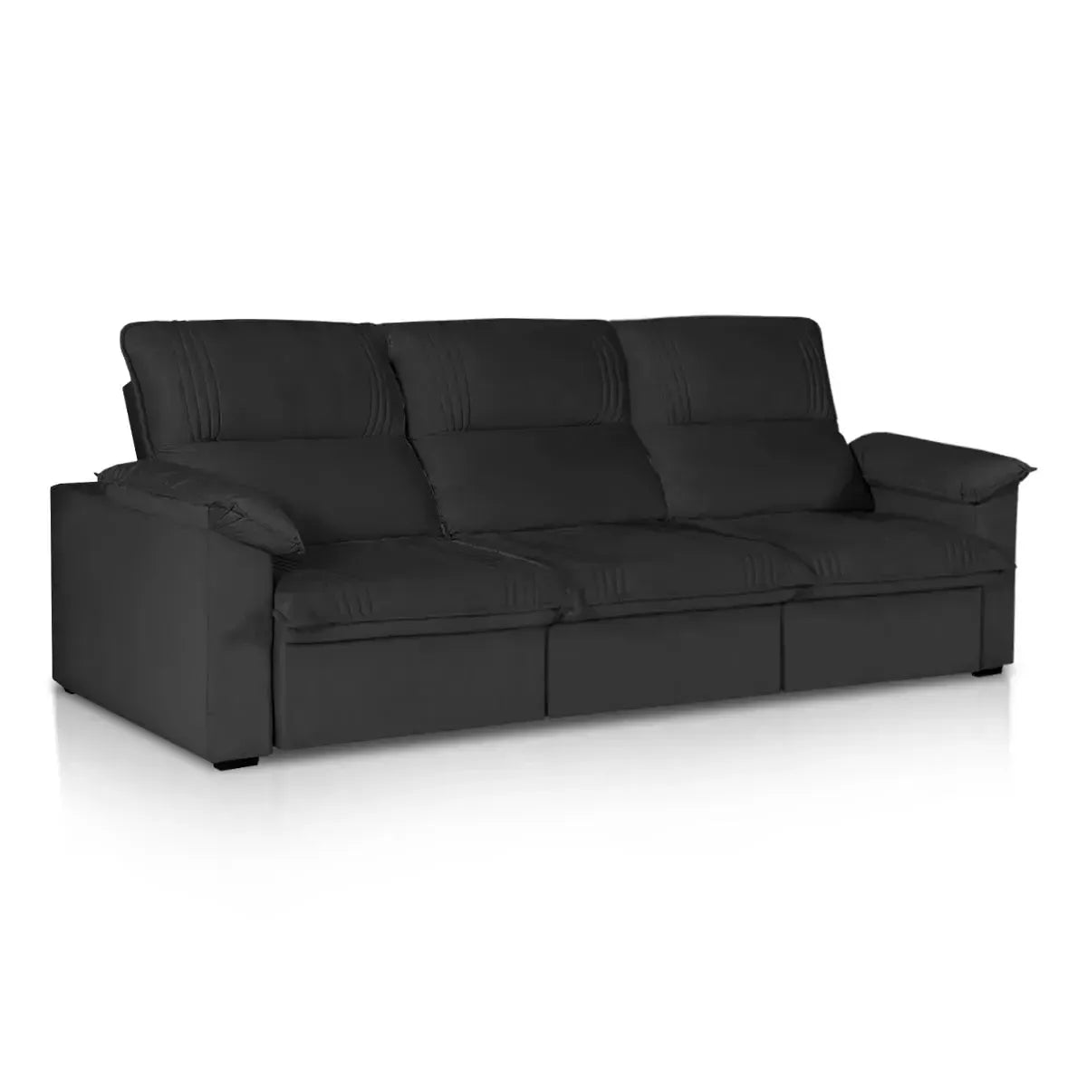 Sofá Retrátil Reclinável America 2,30m Suede Preto