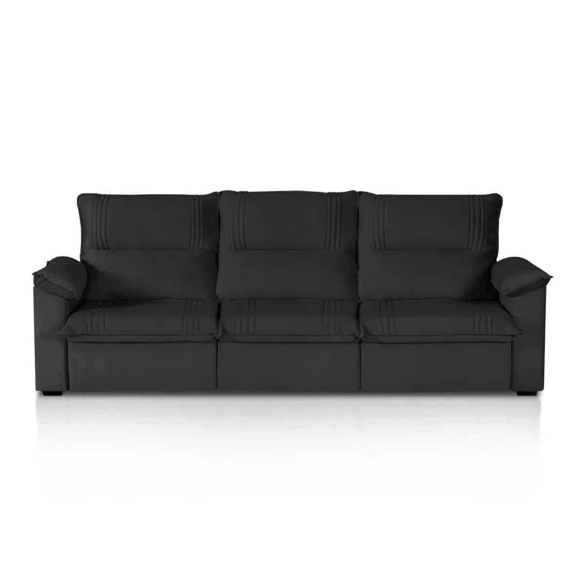 Sofá Retrátil Reclinável America 2,30m Suede Preto