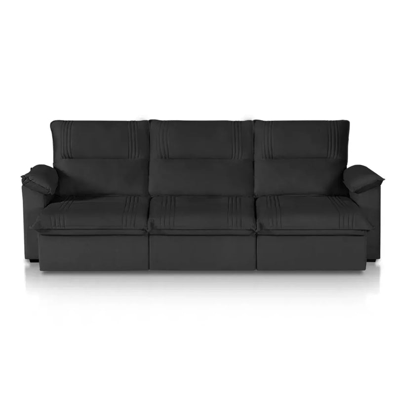 Sofá Retrátil Reclinável America 2,30m Suede Preto