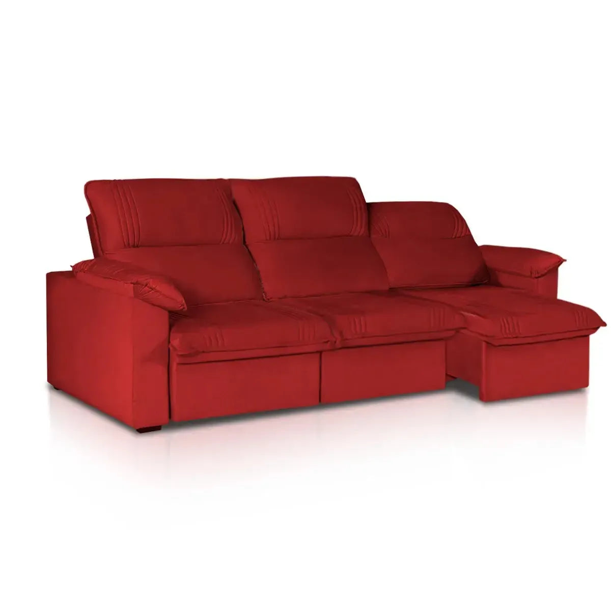 Sofá Retrátil Reclinável America 2,30m Suede Vermelho