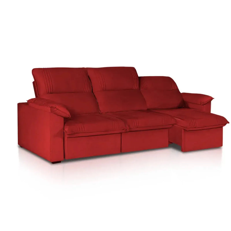 Sofá Retrátil Reclinável America 2,30m Suede Vermelho