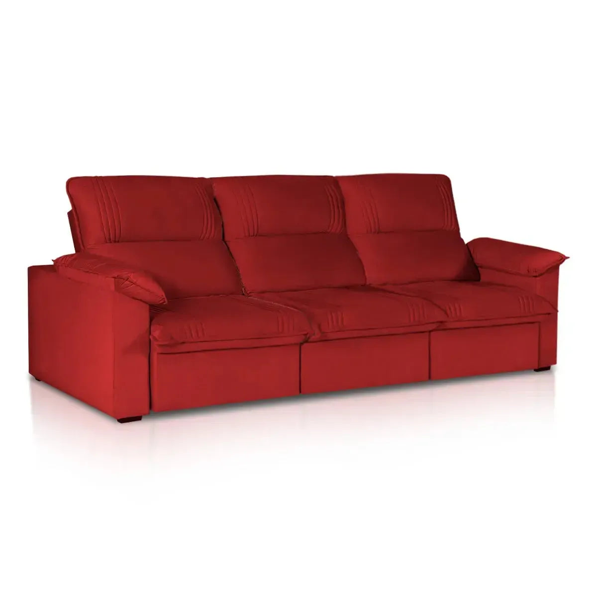 Sofá Retrátil Reclinável America 2,30m Suede Vermelho
