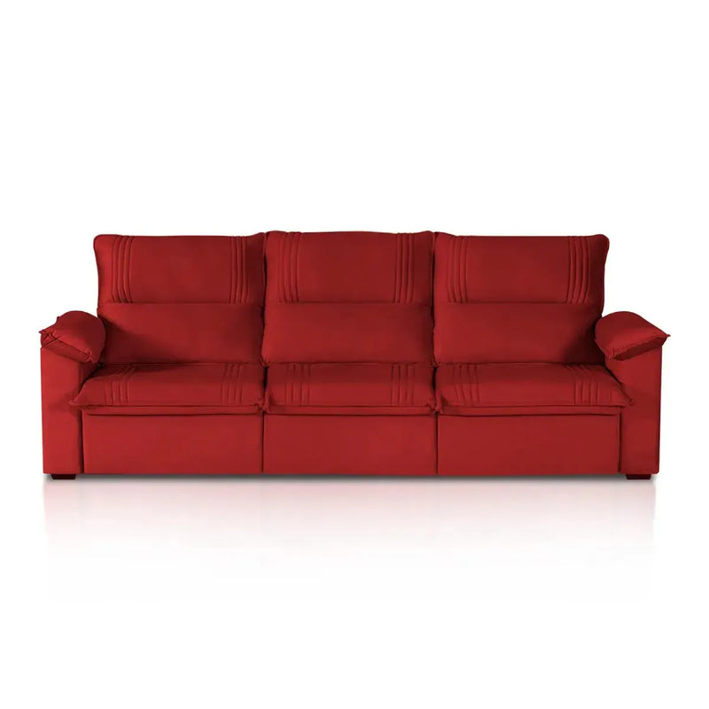 Sofá Retrátil Reclinável America 2,30m Suede Vermelho