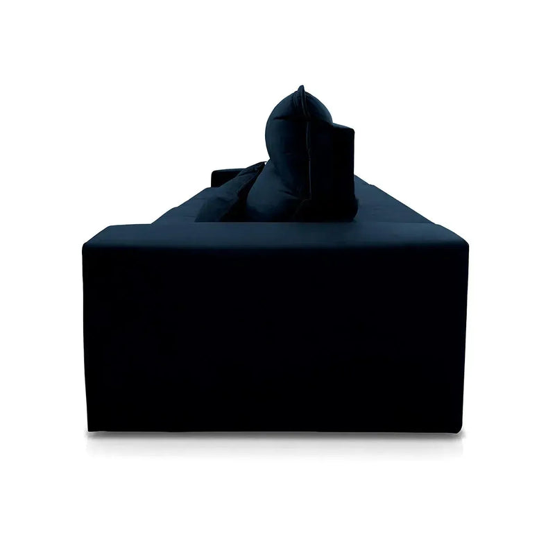 Sofá Retrátil Reclinável Amsterdam 2,10m em Suede Velut Azul Marinho, com design moderno e elegante.