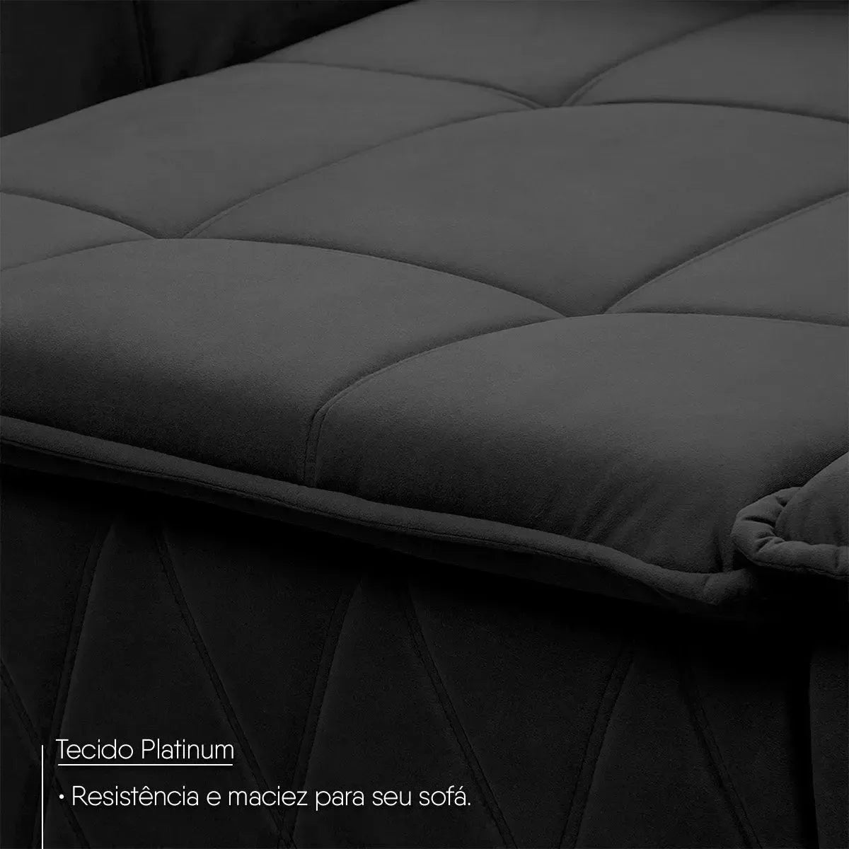Sofá retrátil reclinável Amsterdam 2,10m em Suede Velut preto com molas no assento.