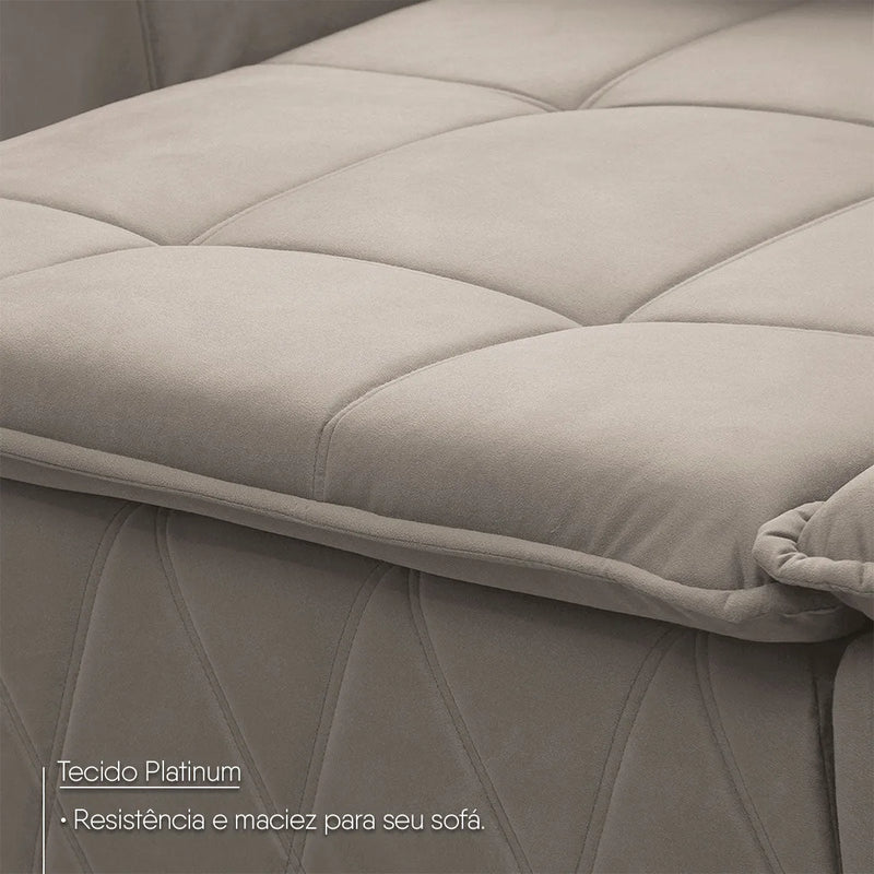 Sofá Retrátil Reclinável Amsterdam 2,10m Suede Velut Tabaco Molas no Assento