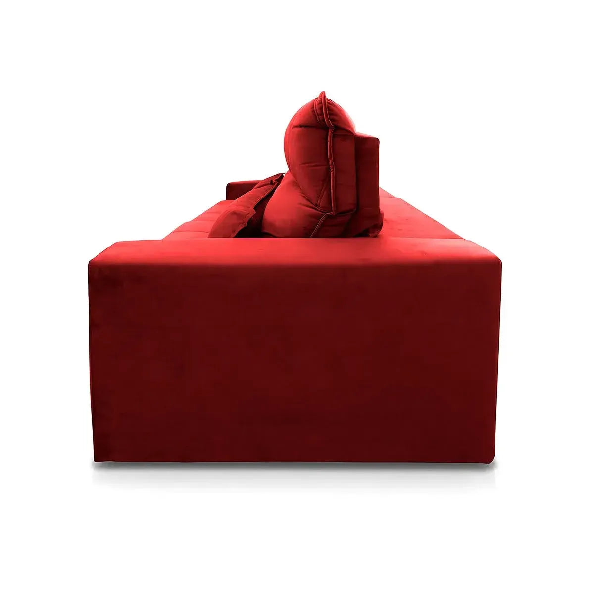 Sofá retrátil reclinável Amsterdam vermelho em suede velut com molas no assento.