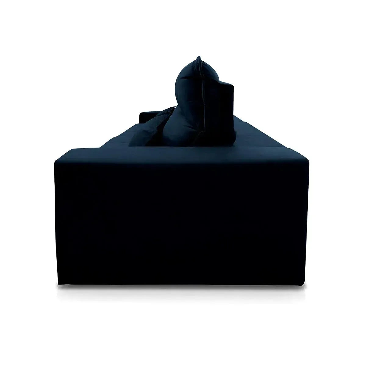 Sofá retrátil reclinável Amsterdam azul marinho em suede velut, com design moderno e elegante.