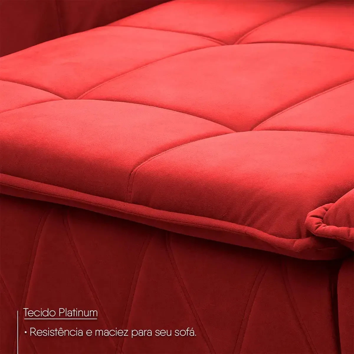 Sofá retrátil reclinável Amsterdam vermelho em suede velut com molas no assento e tecido Platinum.