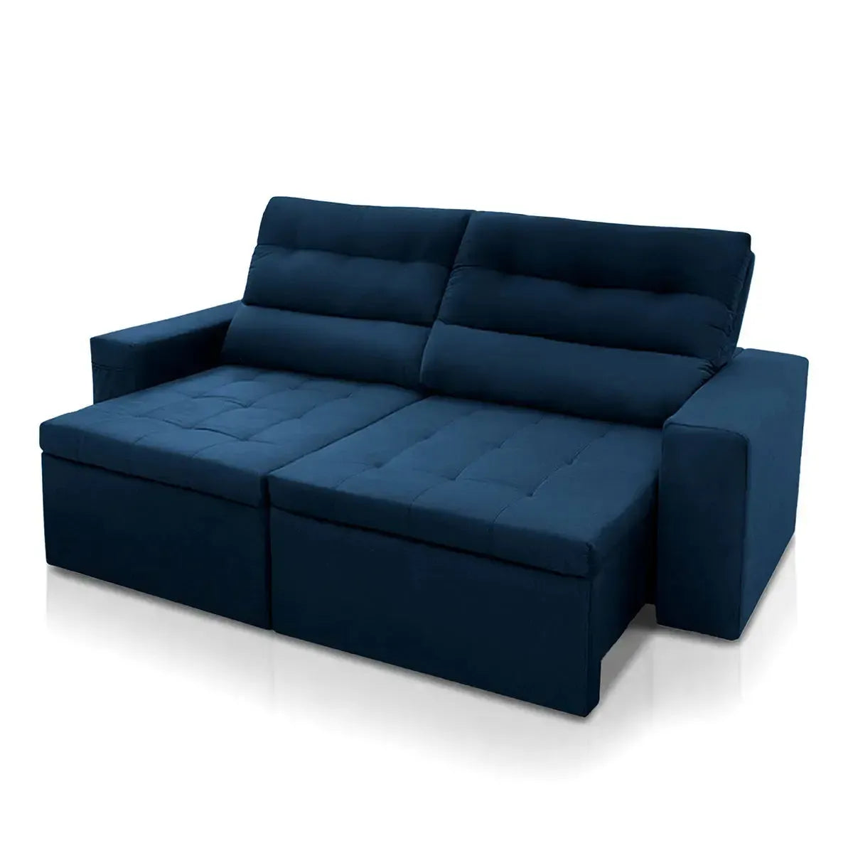 Sofá Retrátil Reclinável Arizona 2,30m Suede Velut Azul Marinho