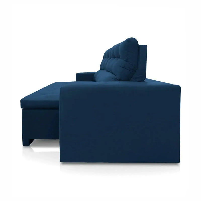 Sofá Retrátil Reclinável Arizona 2,30m Suede Velut Azul Marinho