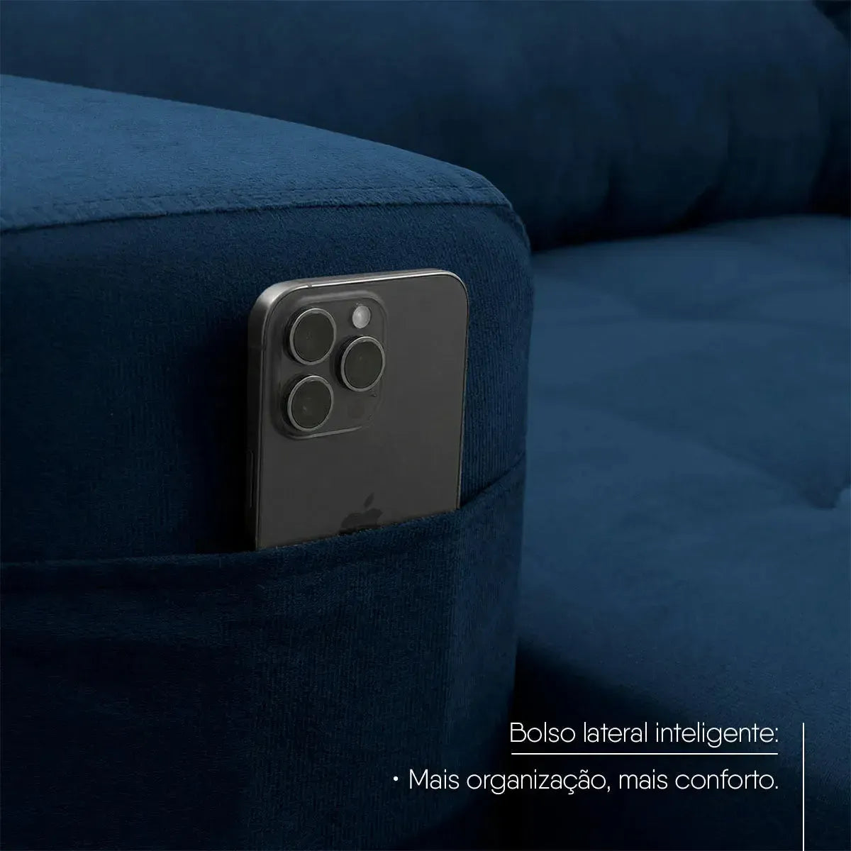 Sofá Retrátil Reclinável Arizona 2,30m Suede Velut Azul Marinho