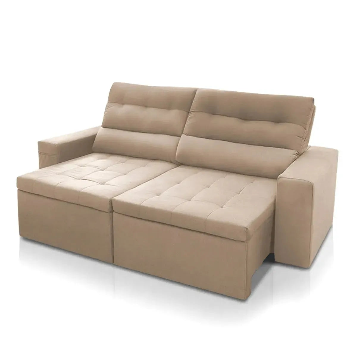 Sofá Retrátil Reclinável Arizona 2,30m Suede Velut Bege