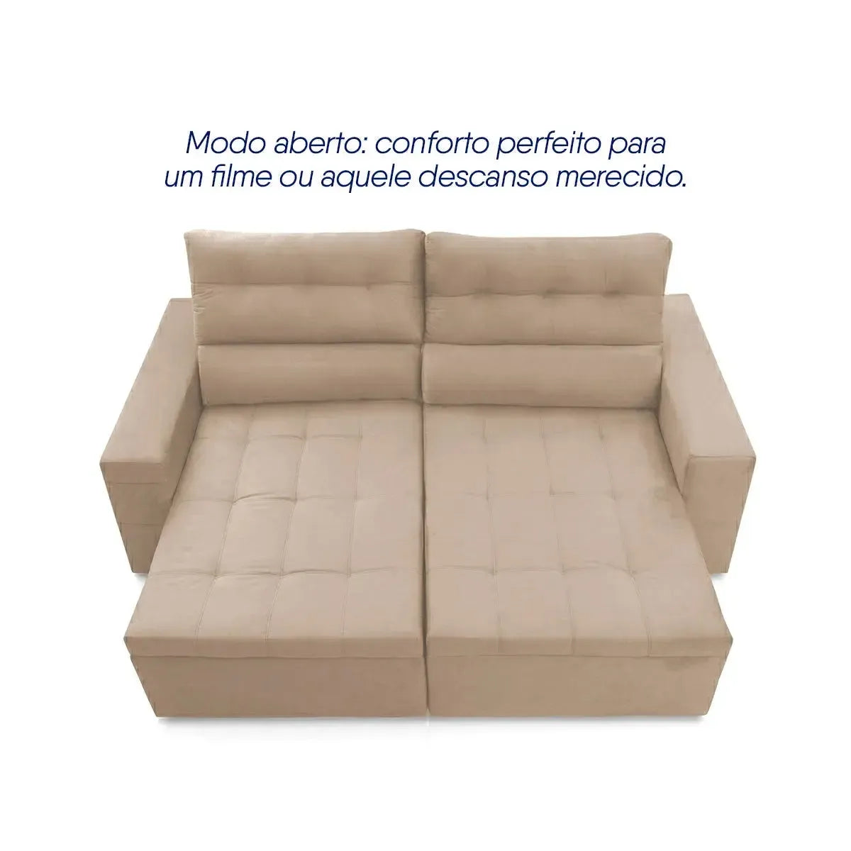 Sofá Retrátil Reclinável Arizona 2,30m Suede Velut Bege